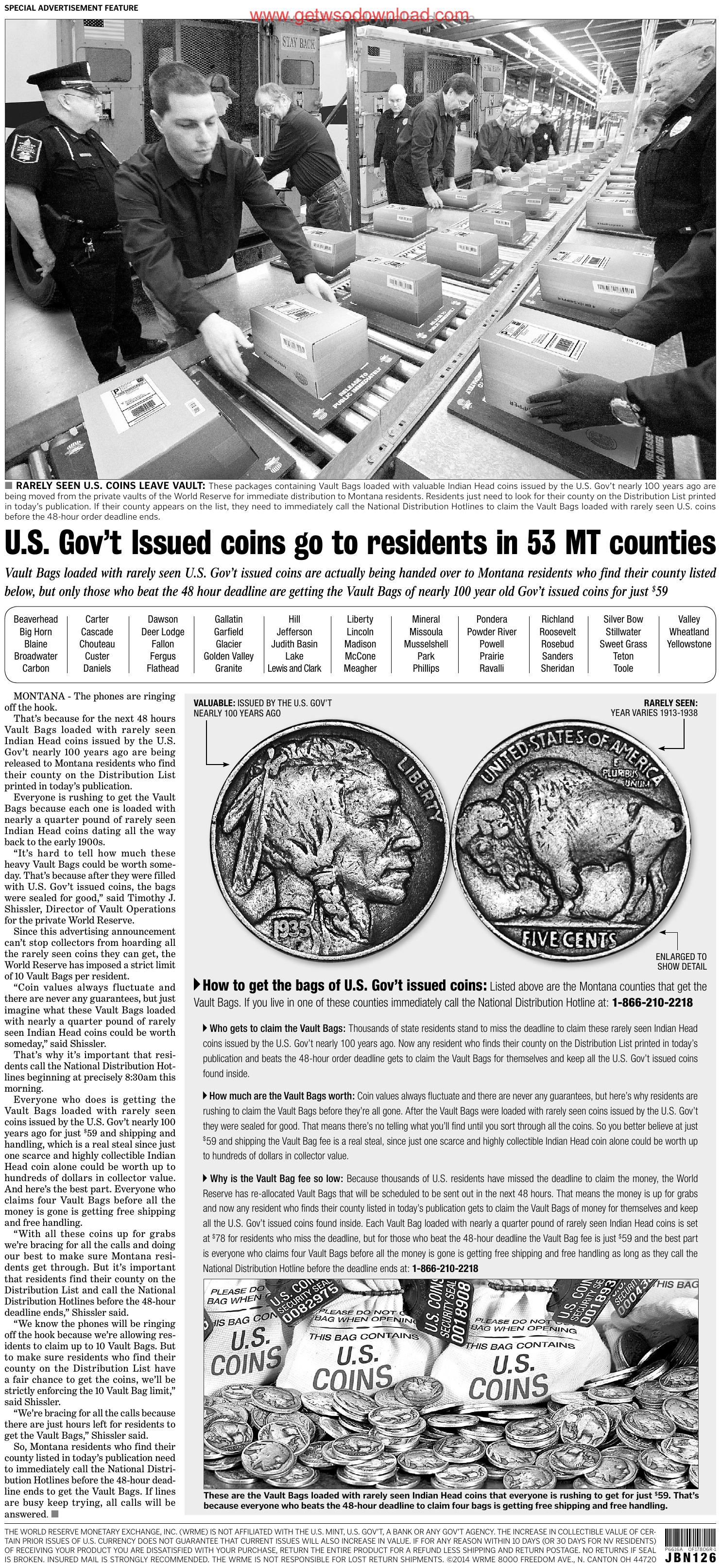 06 US Govt Issued coins go to residents in 53 MT by Unknown