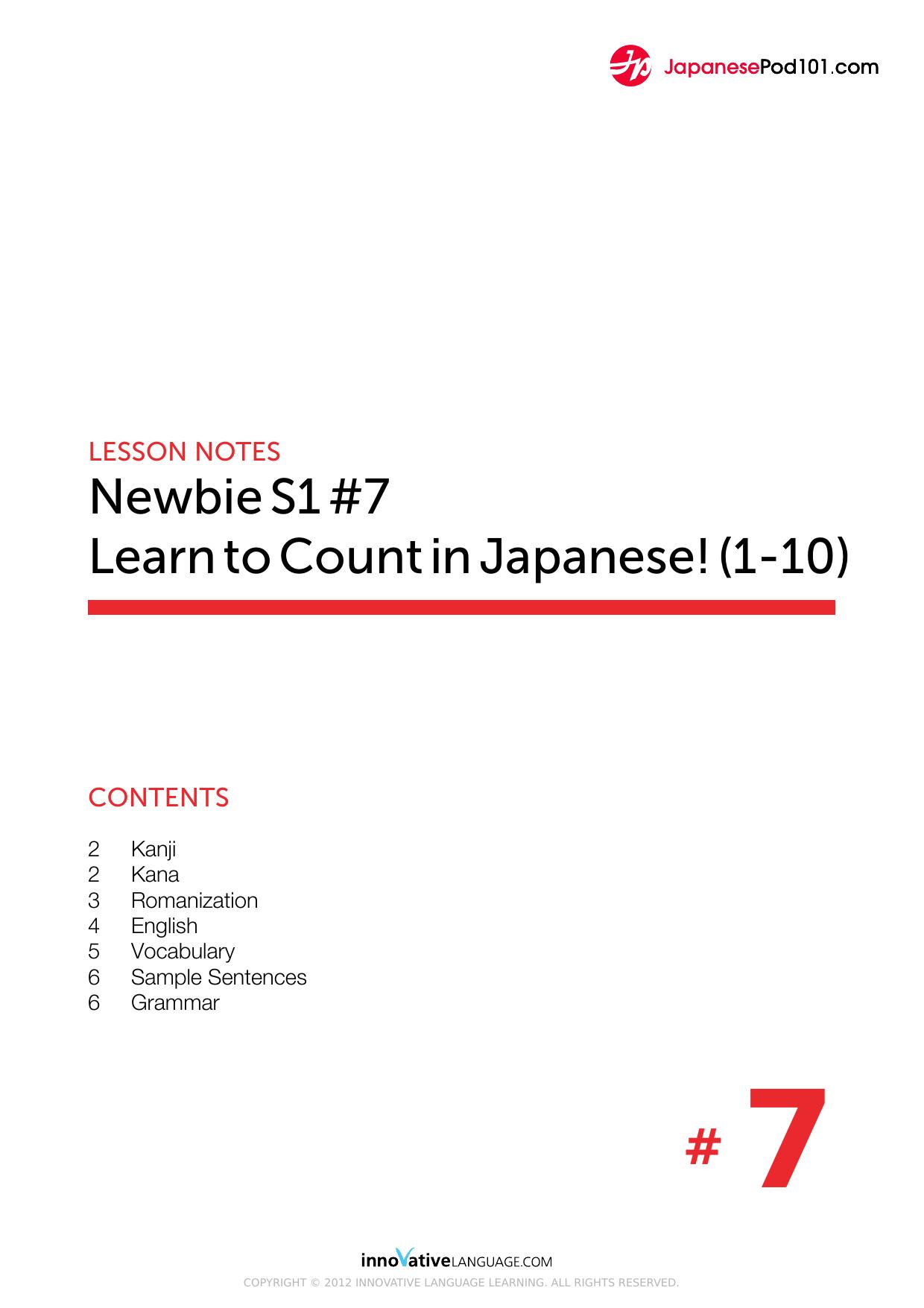 06. Learn to Count in Japanese! (1-10) by Lesson Notes