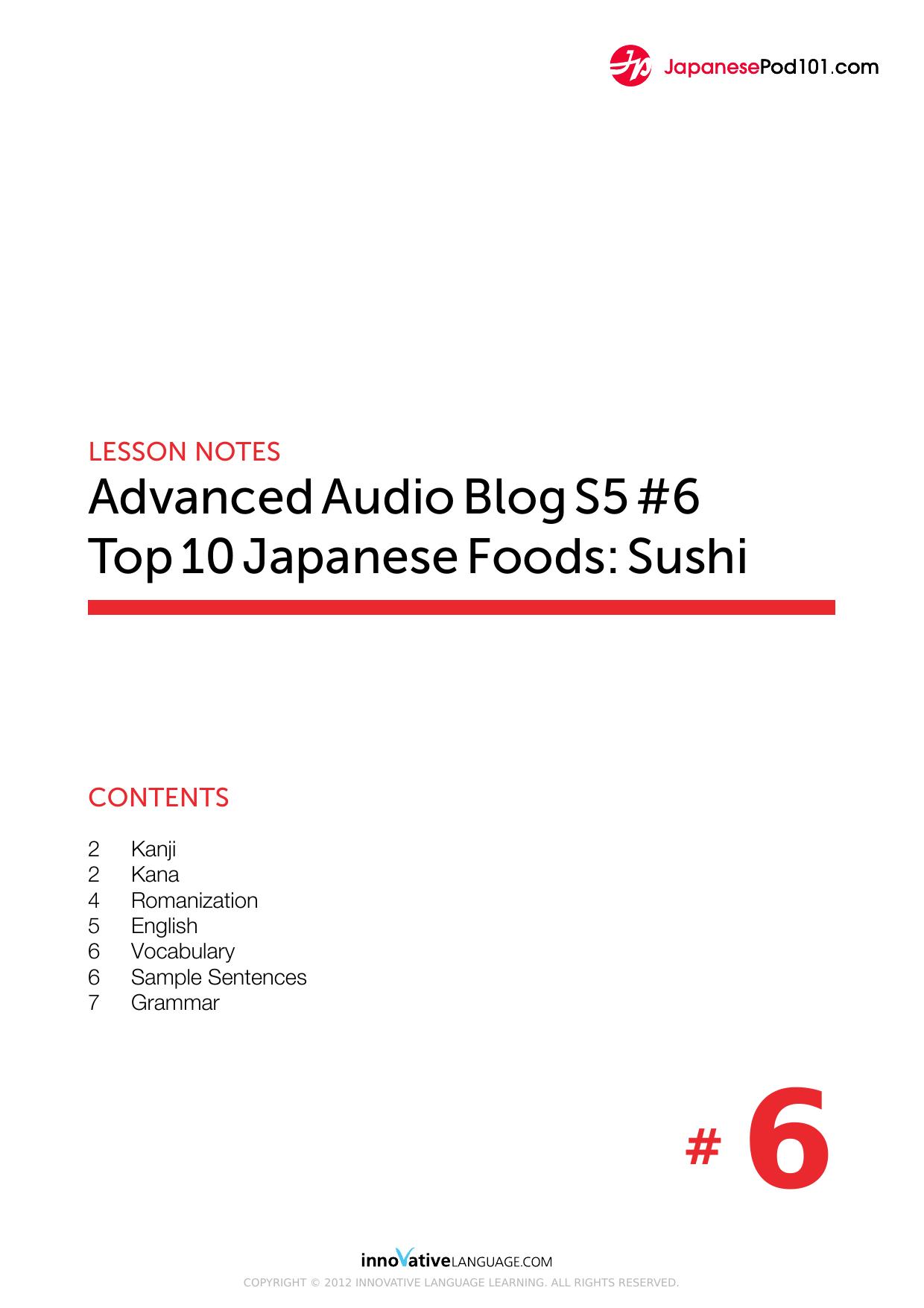 06. Top 10 Japanese Foods Sushi by Lesson Notes