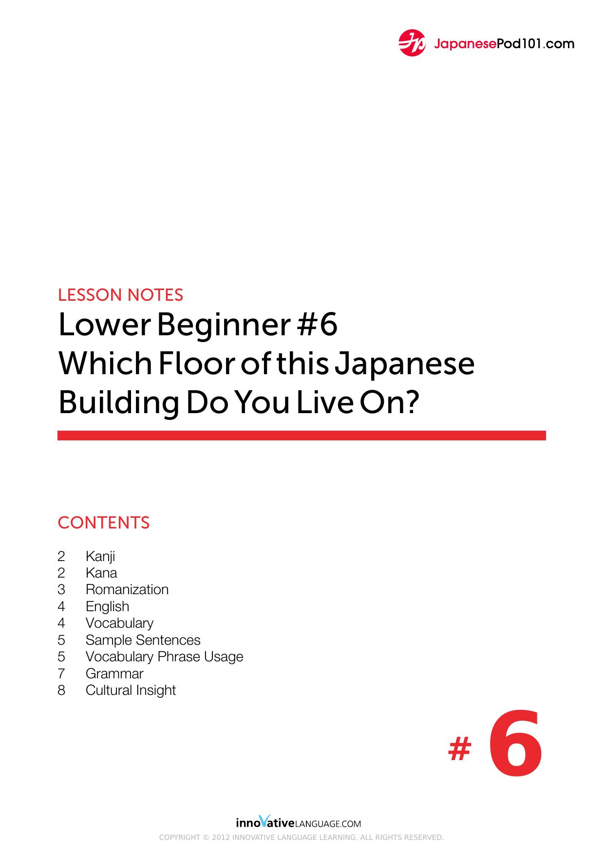 06. Which Floor of this Japanese Building Do You Live On by Lesson Notes