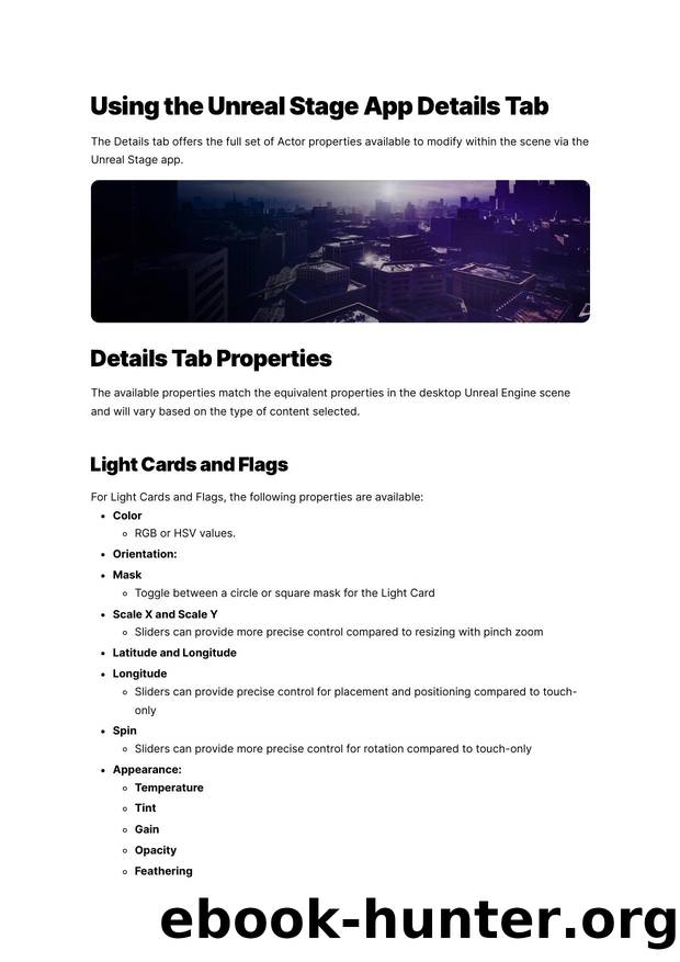 064 Using the Unreal Stage App Details Tab by Unknown