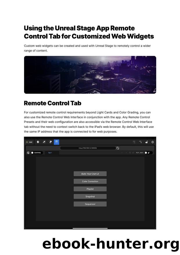 066 Using the Unreal Stage App Remote Control Tab for Customized Web Widgets by Unknown