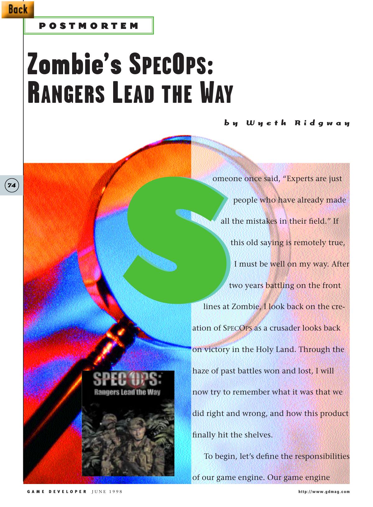 0698: Postmortem: Zombie's SpecOps: Rangers Lead the Way by Unknown