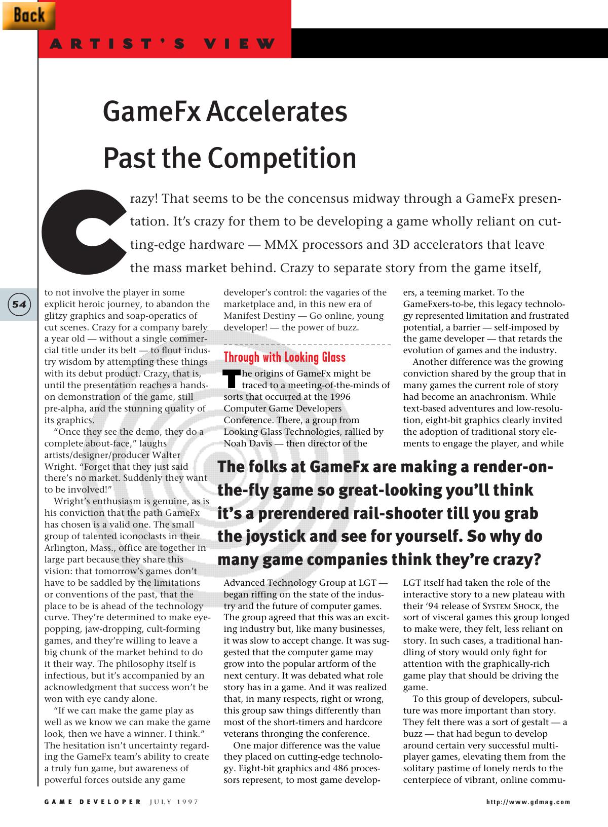 0797: Artist's View: GameFx Accelerates Past the Competition by Unknown