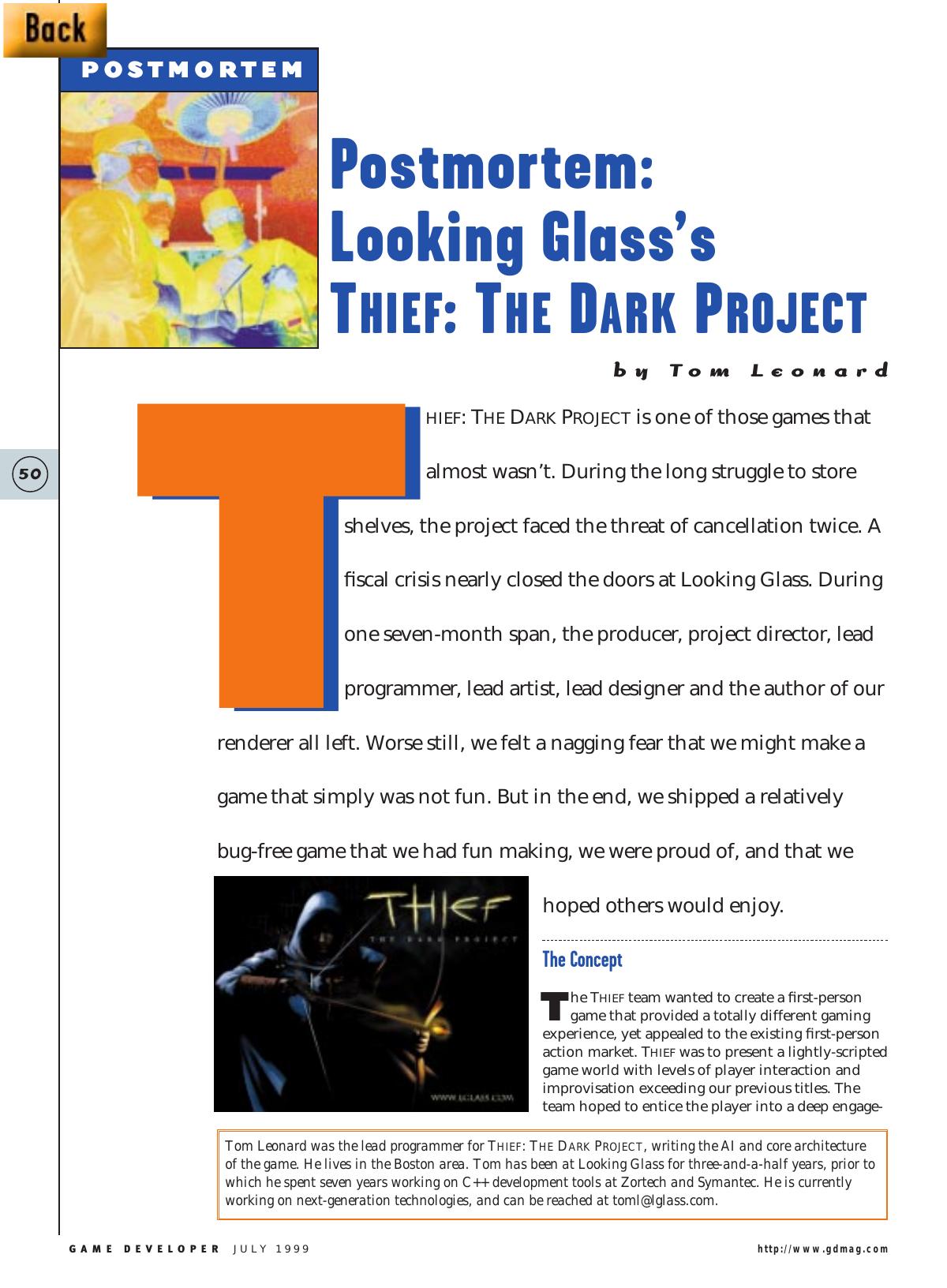 0799: Postmortem: Postmortem: Looking Glass's Thief: The Dark Project by Unknown