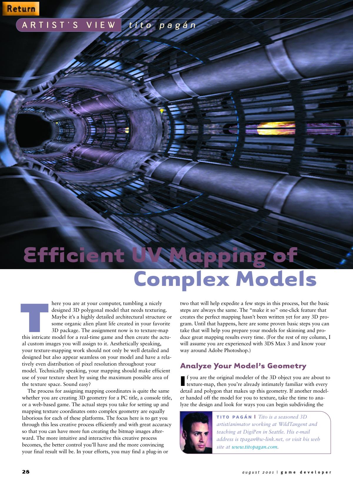 082001: Artist's View: Efficient UV Mapping of Complex Models by Unknown