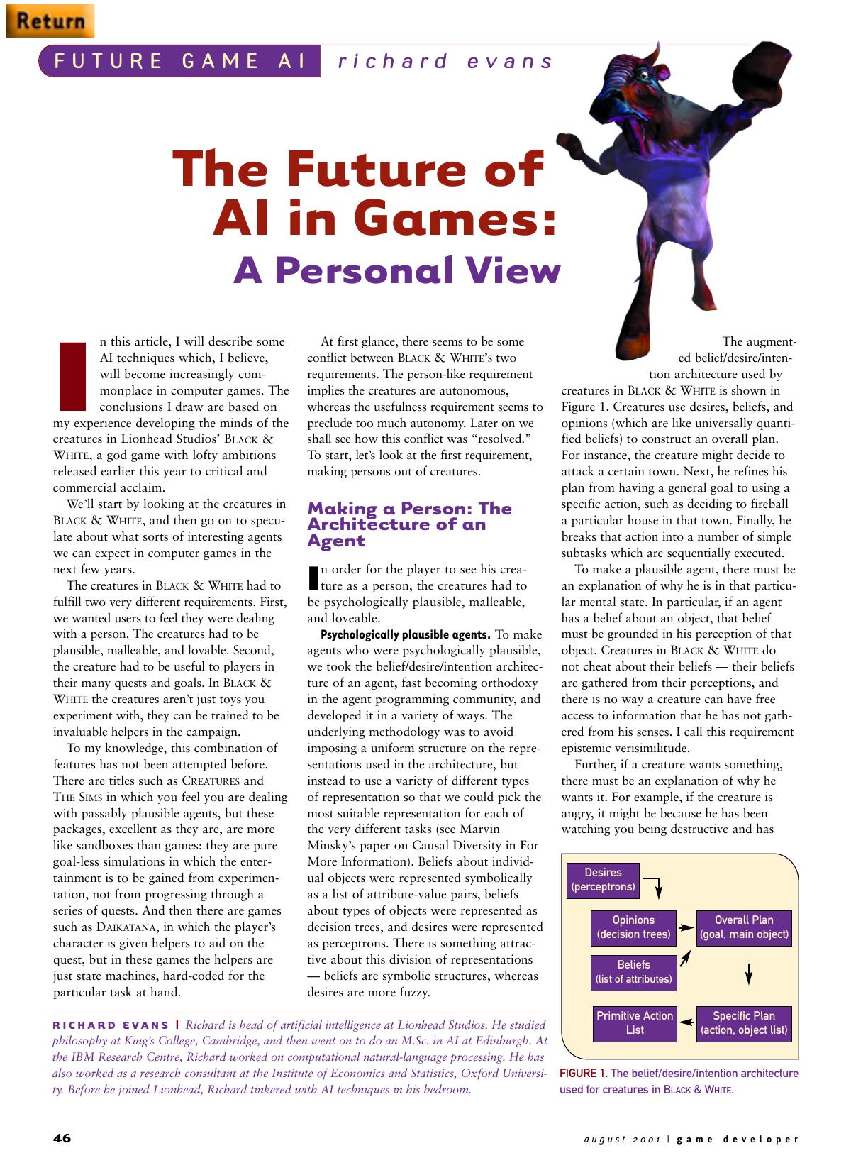 082001: Future Game AI: The Future of AI in Games: A Personal View by Unknown