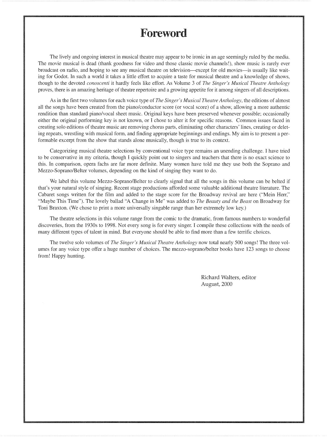 0831 - Singer's Musical Theatre Anthology, The by Mezzo-Soprano Belter Volume 3