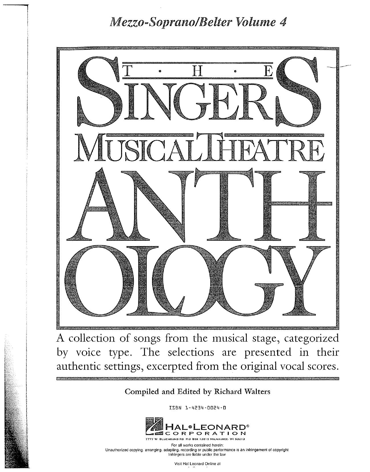 0832 - Singer's Musical Theatre Anthology, The by Mezzo-Soprano Belter Volume 4