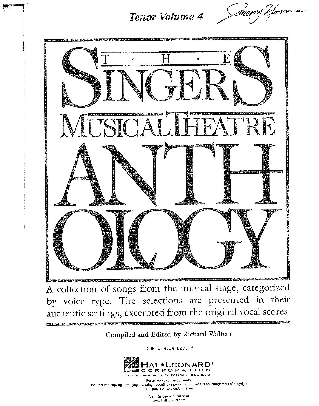 0842 - Singer's Musical Theatre Anthology, The by Tenor Volume 4