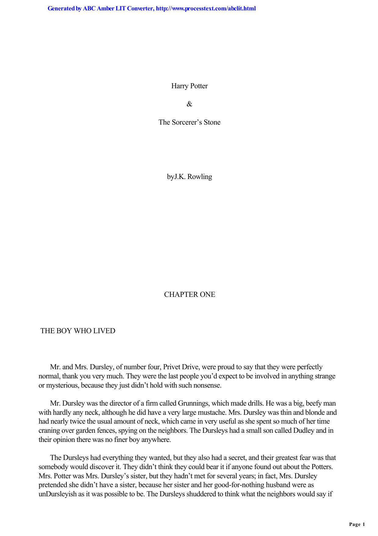 1 Harry Potter and the Sorcerer's Stone by 1
