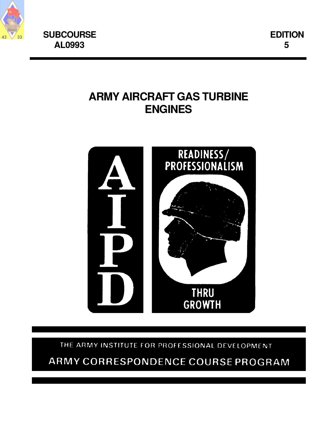 1 TURBO US ARMY AVIATION COURSE GAS TURBINE ENGINES 389 by Unknown