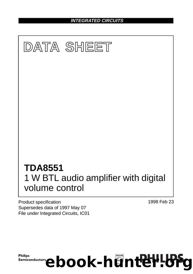 1 W BTL audio amplifier with digital volume control by Philips Semiconductors