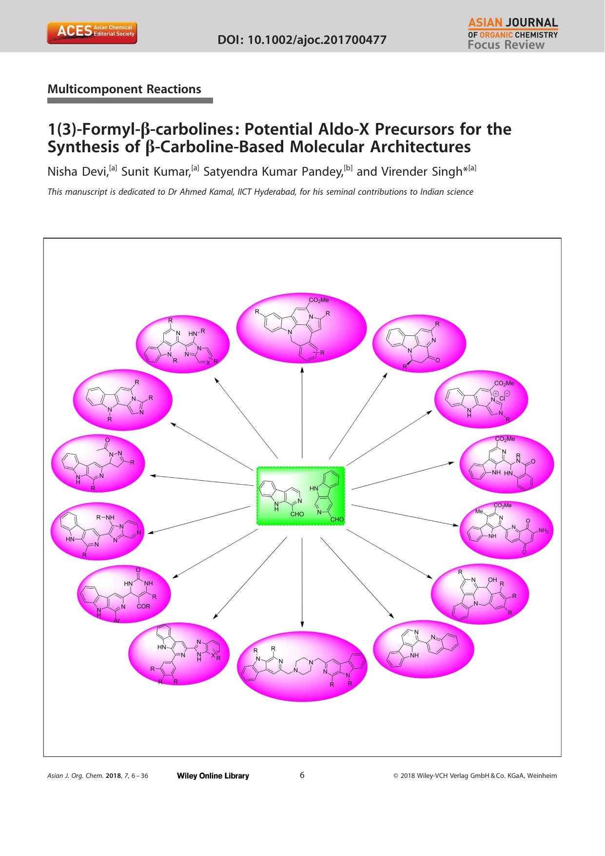 1(3)âFormylâÎ²âcarbolines: Potential AldoâX Precursors for the Synthesis of Î²âCarbolineâBased Molecular Architectures by Unknown