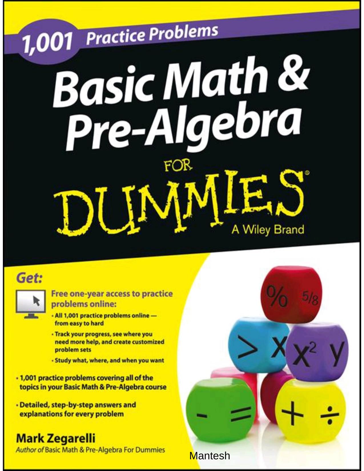 1,001 Basic Math and Pre-Algebra Practice Problems For Dummies by Mark Zegarelli