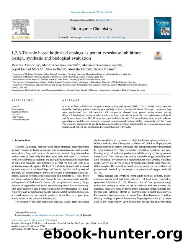 1,2,3-Triazole-based kojic acid analogs as potent tyrosinase inhibitors_ Design, synthesis and biological evaluation by unknow