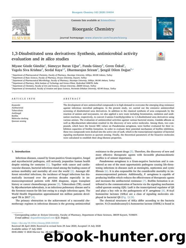 1,3-Disubstituted urea derivatives_ Synthesis, antimicrobial activity evaluation and in silico studies by unknow