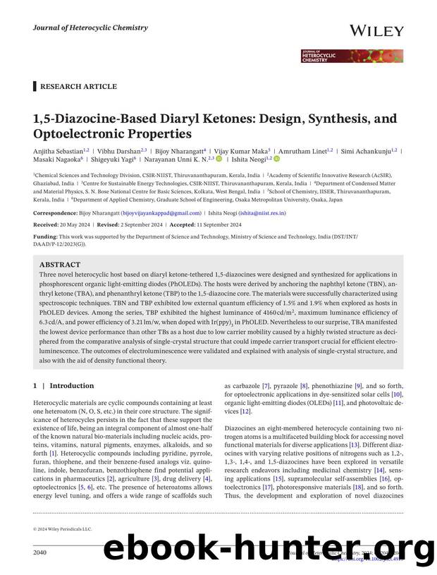 1,5âDiazocineâbased Diaryl Ketones: Design, Synthesis and Optoâelectronic Properties by Unknown