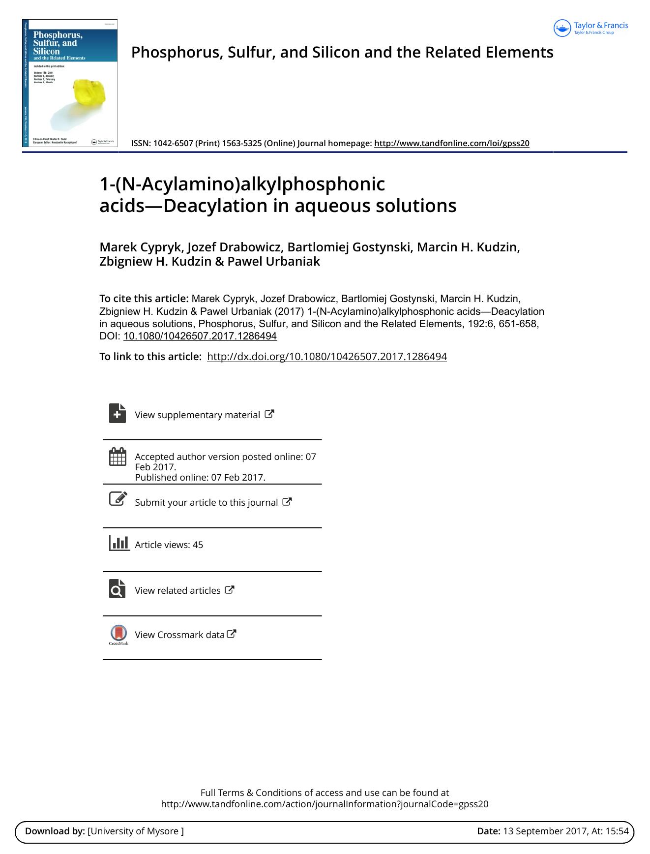1-(N-Acylamino)alkylphosphonic acids---Deacylation in aqueous solutions by unknow