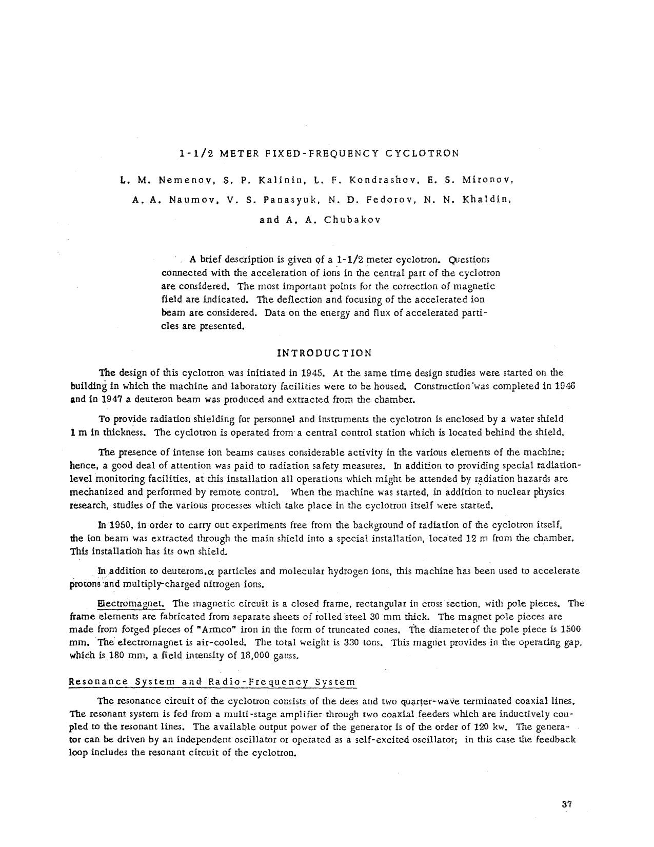 1-12 Meter fixed-frequency cyclotron by Unknown