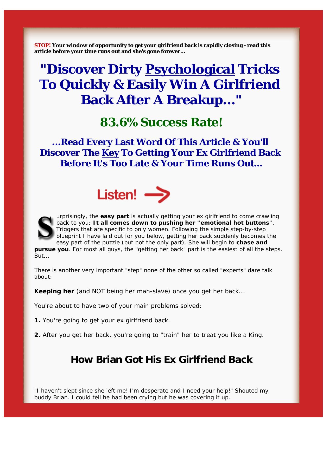 1-20 Conversion Rate! Get Your Ex Girlfriend Back. by Best of Kuszter's Collection