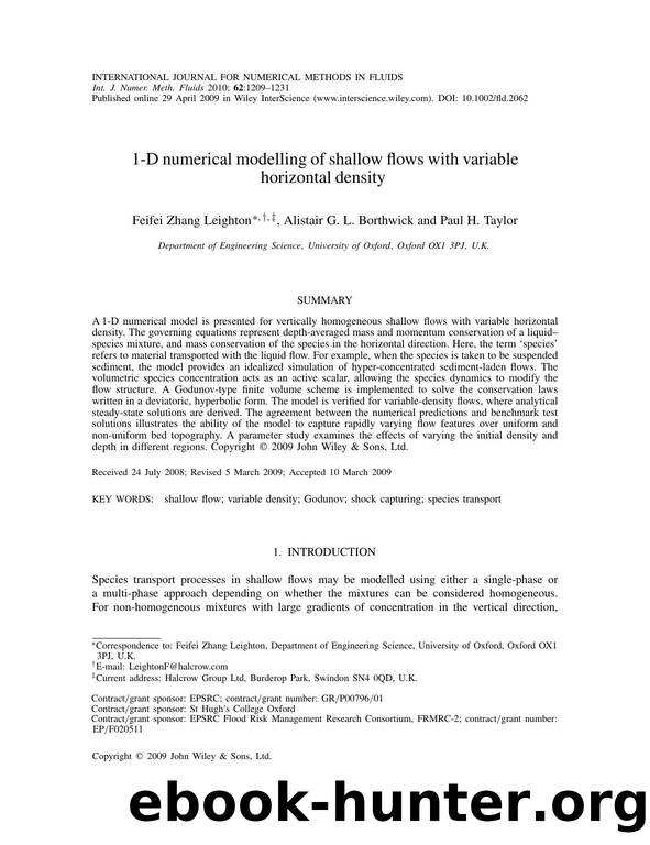 1-D numerical modelling of shallow flows with variable horizontal density by Unknown