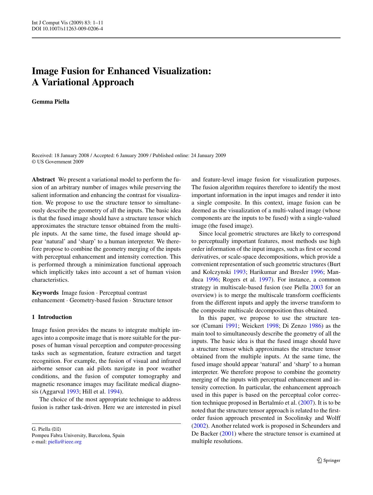 1-Image Fusion for Enhanced Visualization A Variational Approach by Unknown