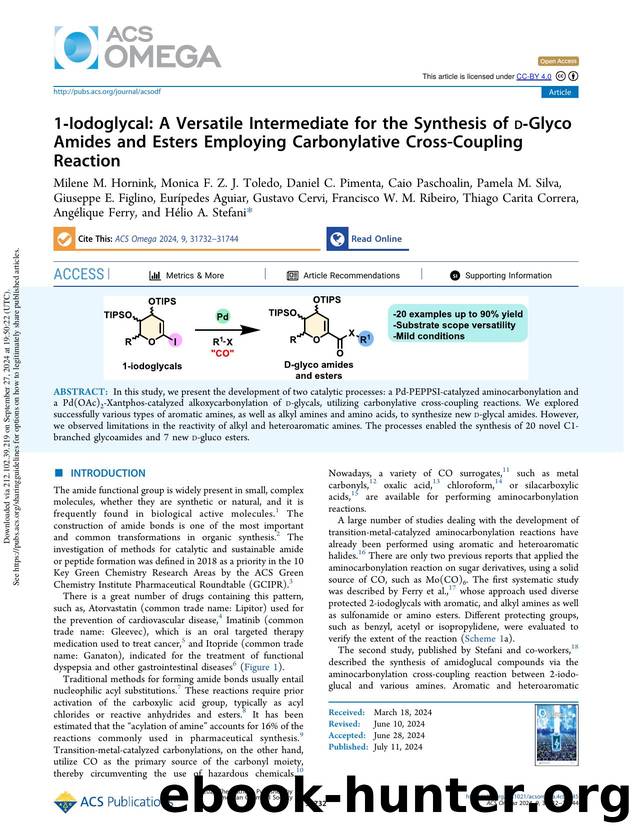 1-Iodoglycal: A Versatile Intermediate for the Synthesis of d-Glyco Amides and Esters Employing Carbonylative Cross-Coupling Reaction by unknow
