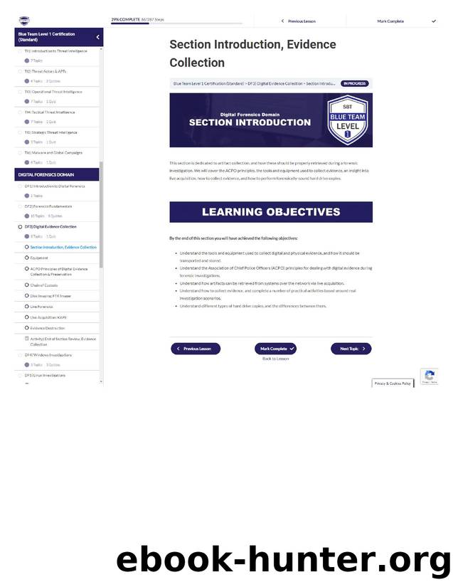1. Section Introduction, Evidence Collection by Unknown