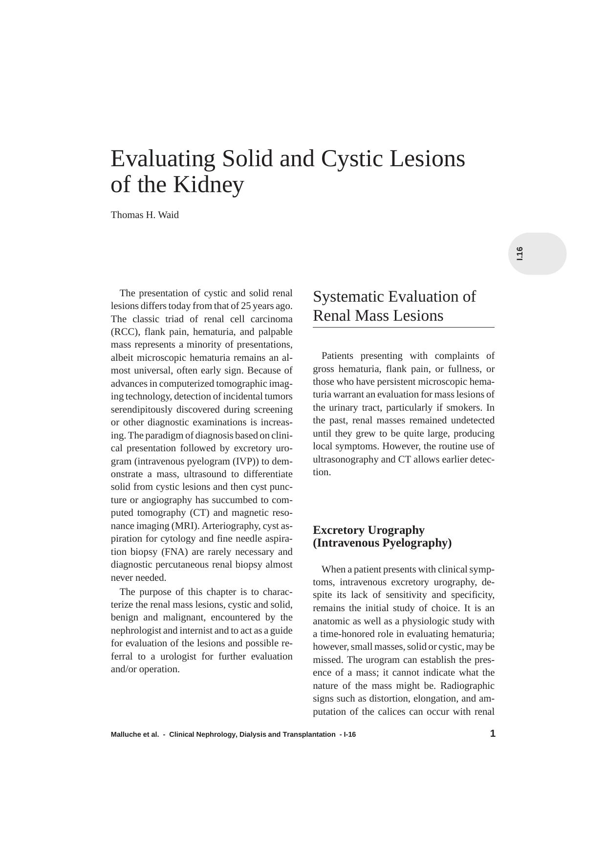1..16 Evaluation solid and cytic lesions of the kidney by Unknown