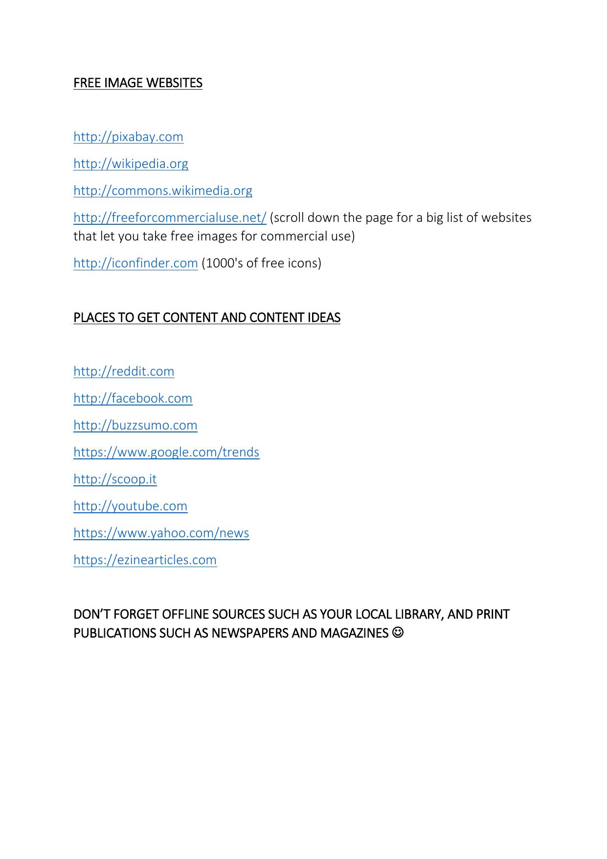 1.1 FREE IMAGE WEBSITES AND PLACES TO GET CONTENT.pdf by Julie Wilson