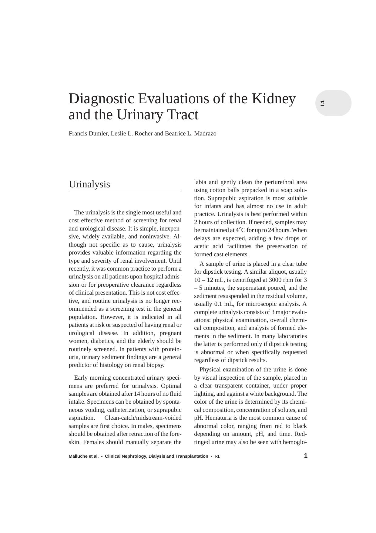 1.1 diagnostic evaluations of the kdiney and the urinary tract by Unknown