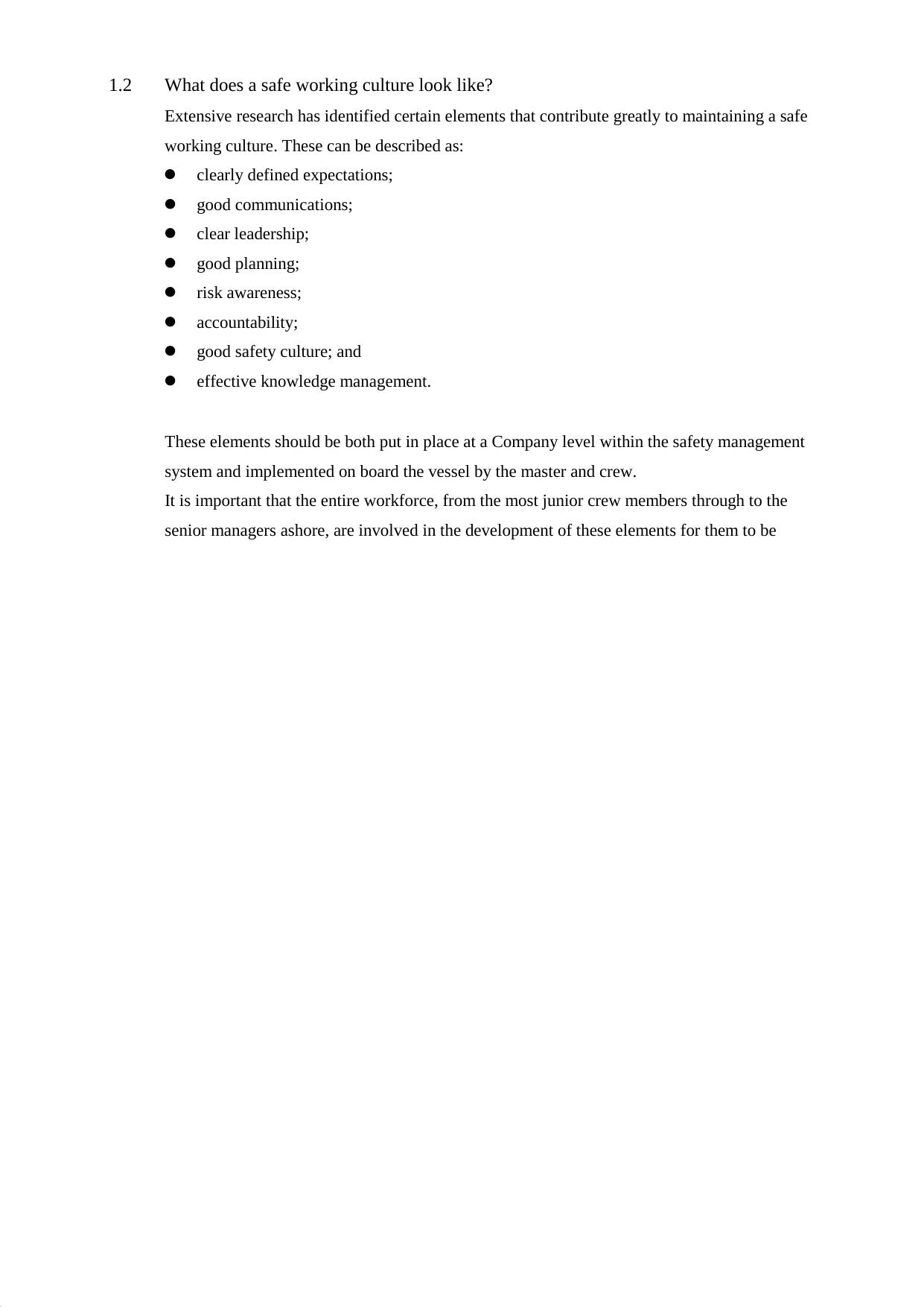 1.2 What does a safe working culture look like? by Redistributed by Regs4ships Ltd