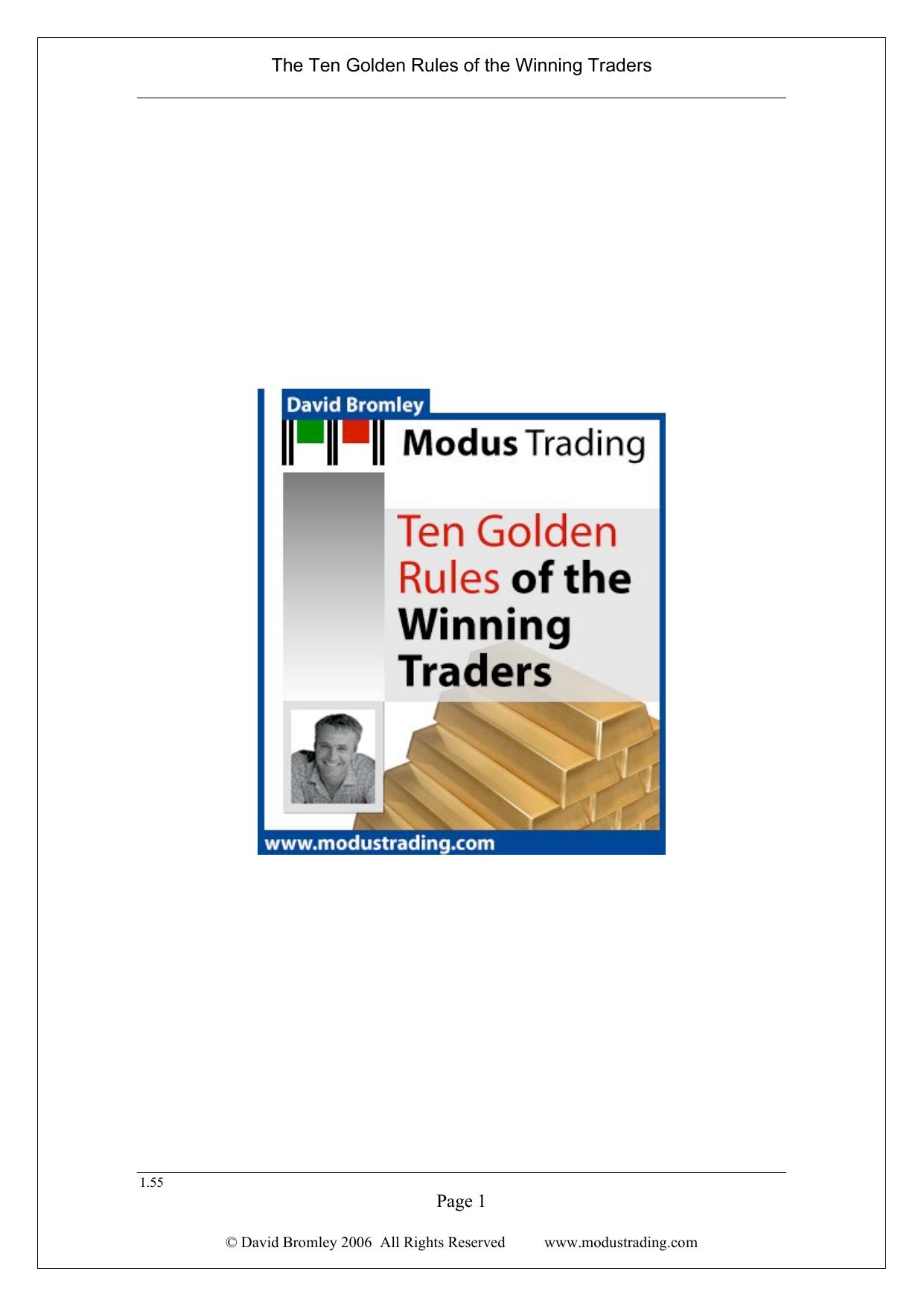 10 Golden Rules of Trading by Bromley 2006