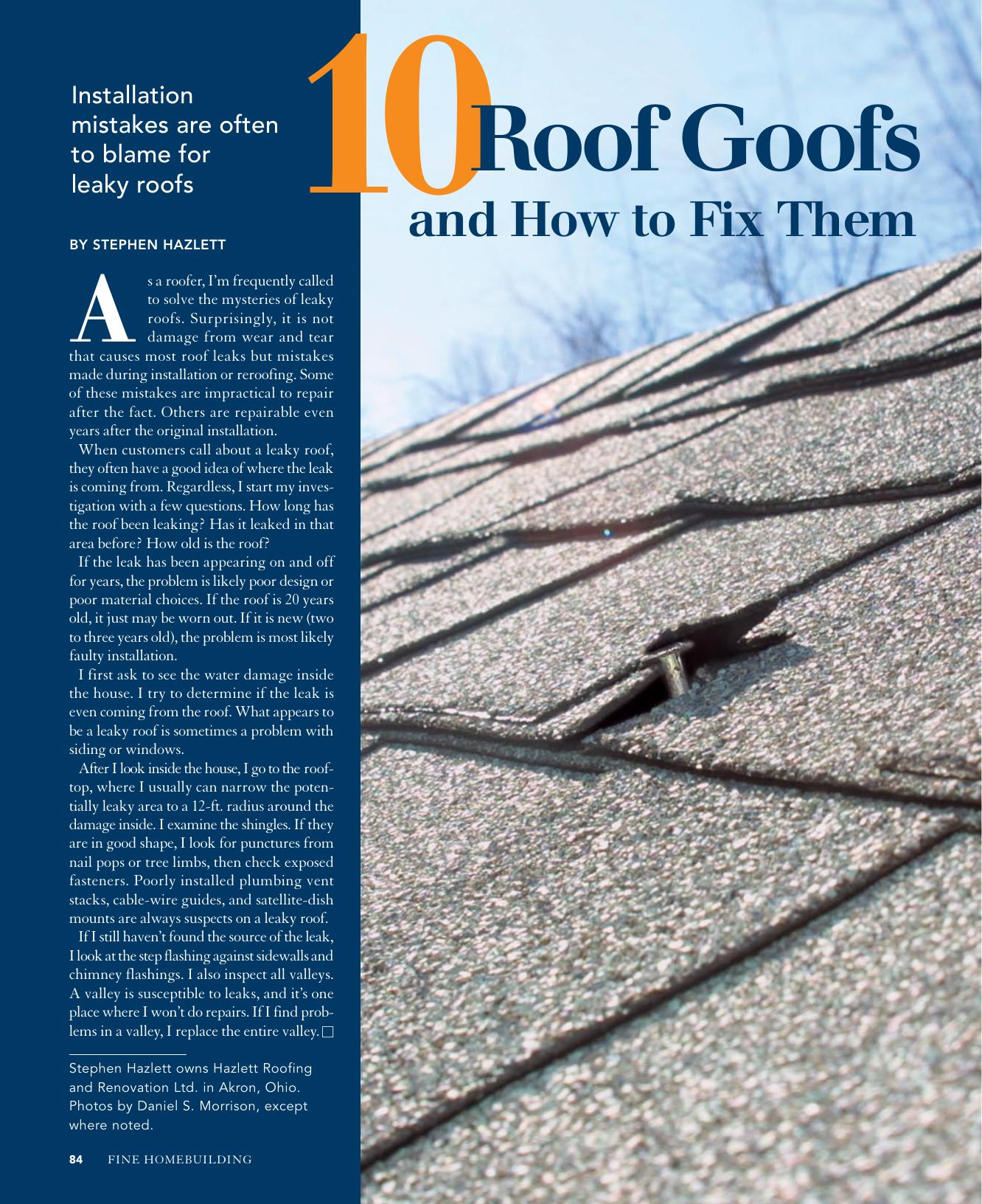 10 Roof Goofs and How to Fix Them by Stephen Hazlett