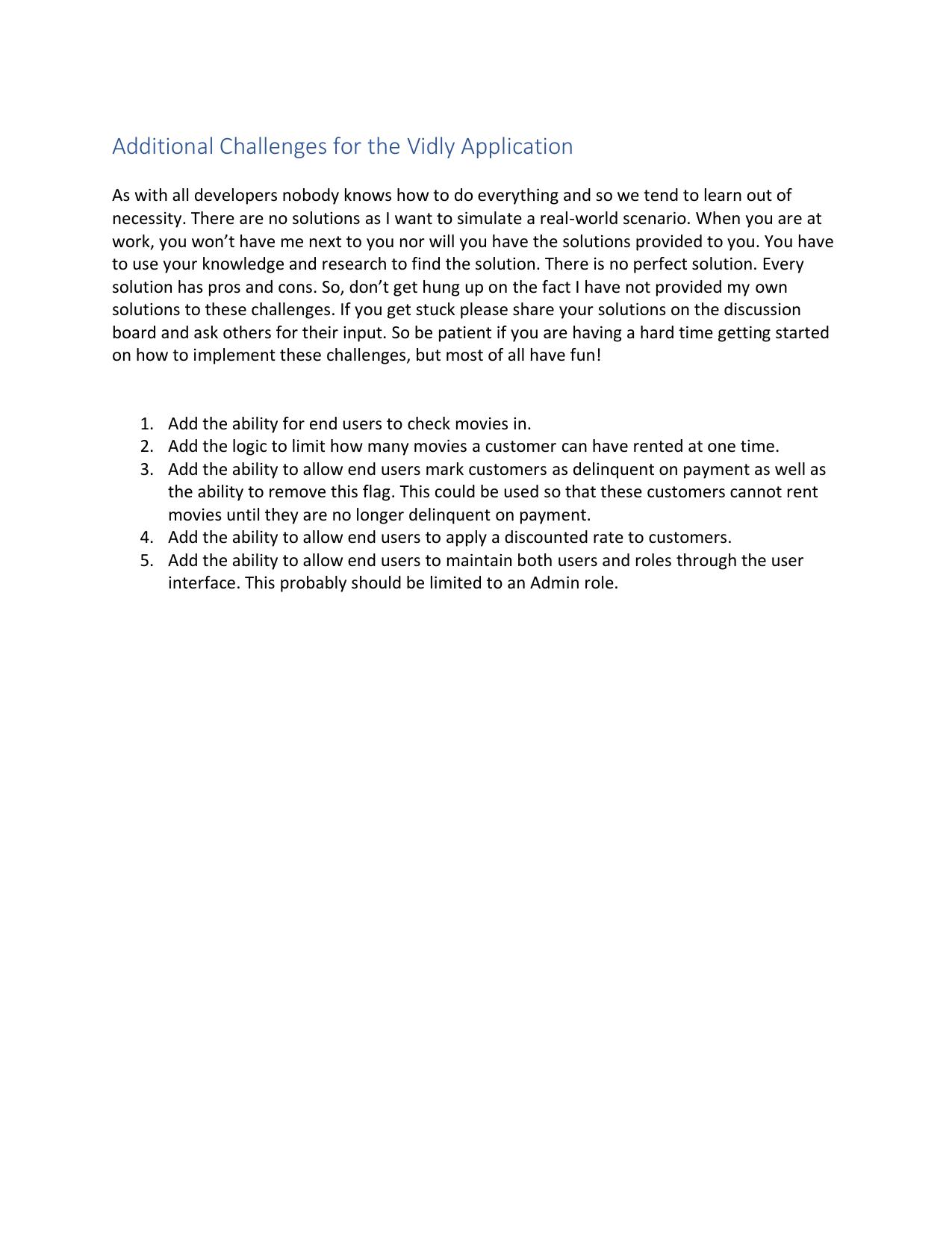 10.1 Some Additional Challenges to Extend the Vidly Application.pdf by David Stevens