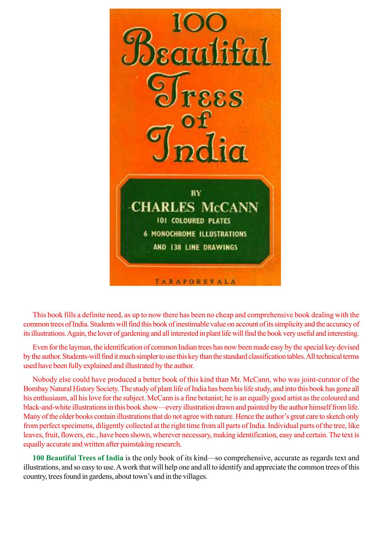 100 beautiful trees of India: A descriptive and pictorial handbook by Charles McCann