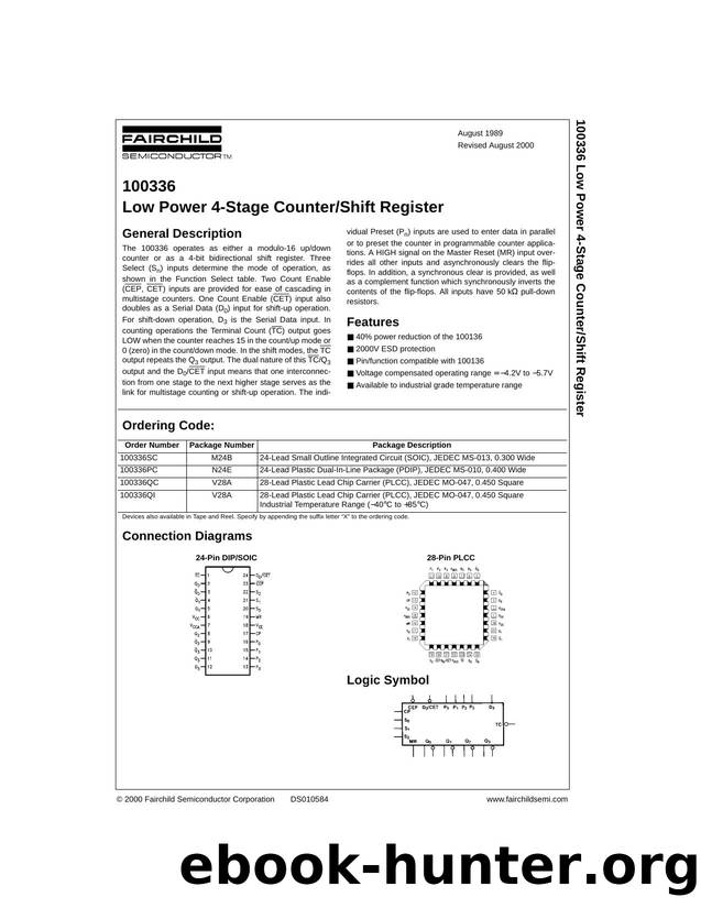 100336 Low Power 4-Stage CounterShift Register by Unknown