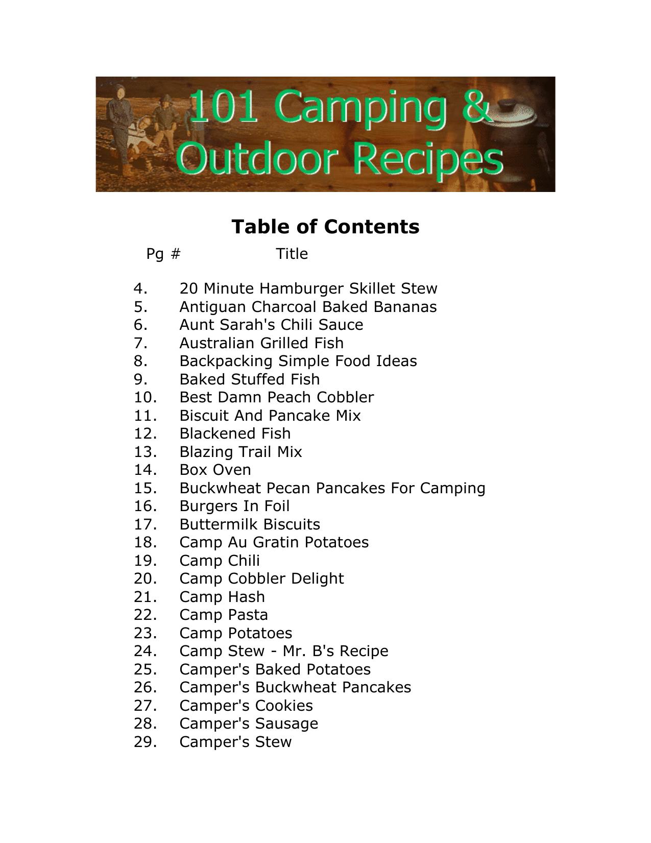 101 Camping and Outdoor Recipes by Unknown