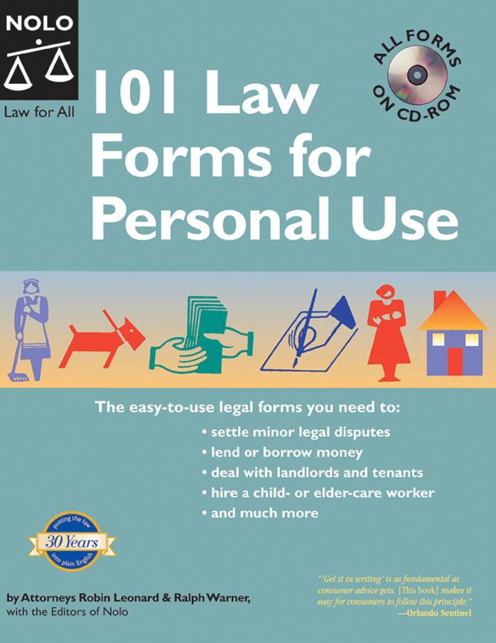 101 Law Forms for Personal Use - Book with CD-Rom by Robin Leonard Ralph E. Warner