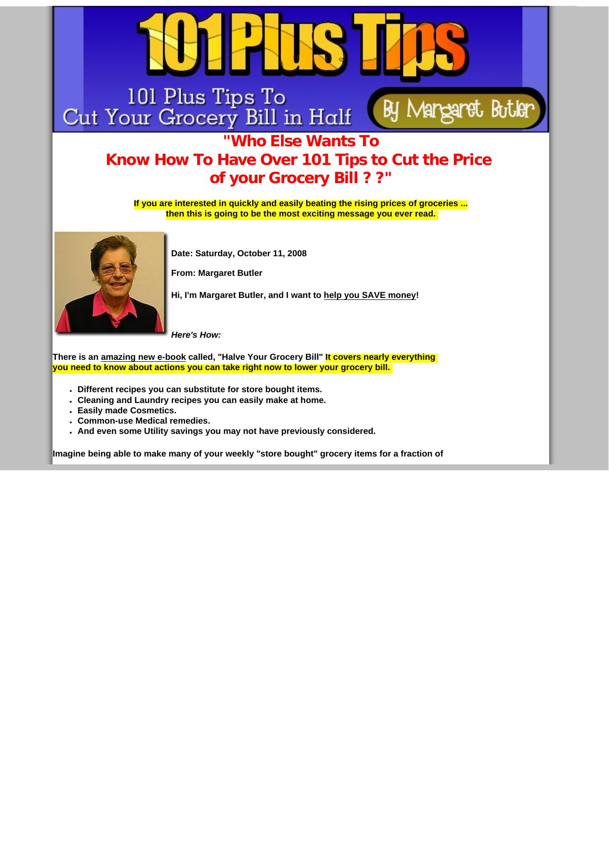 101 Plus Tips To Halve Your Grocery Bill. by Best of Kuszter's Collection