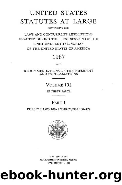 101 statutes at large by Unknown