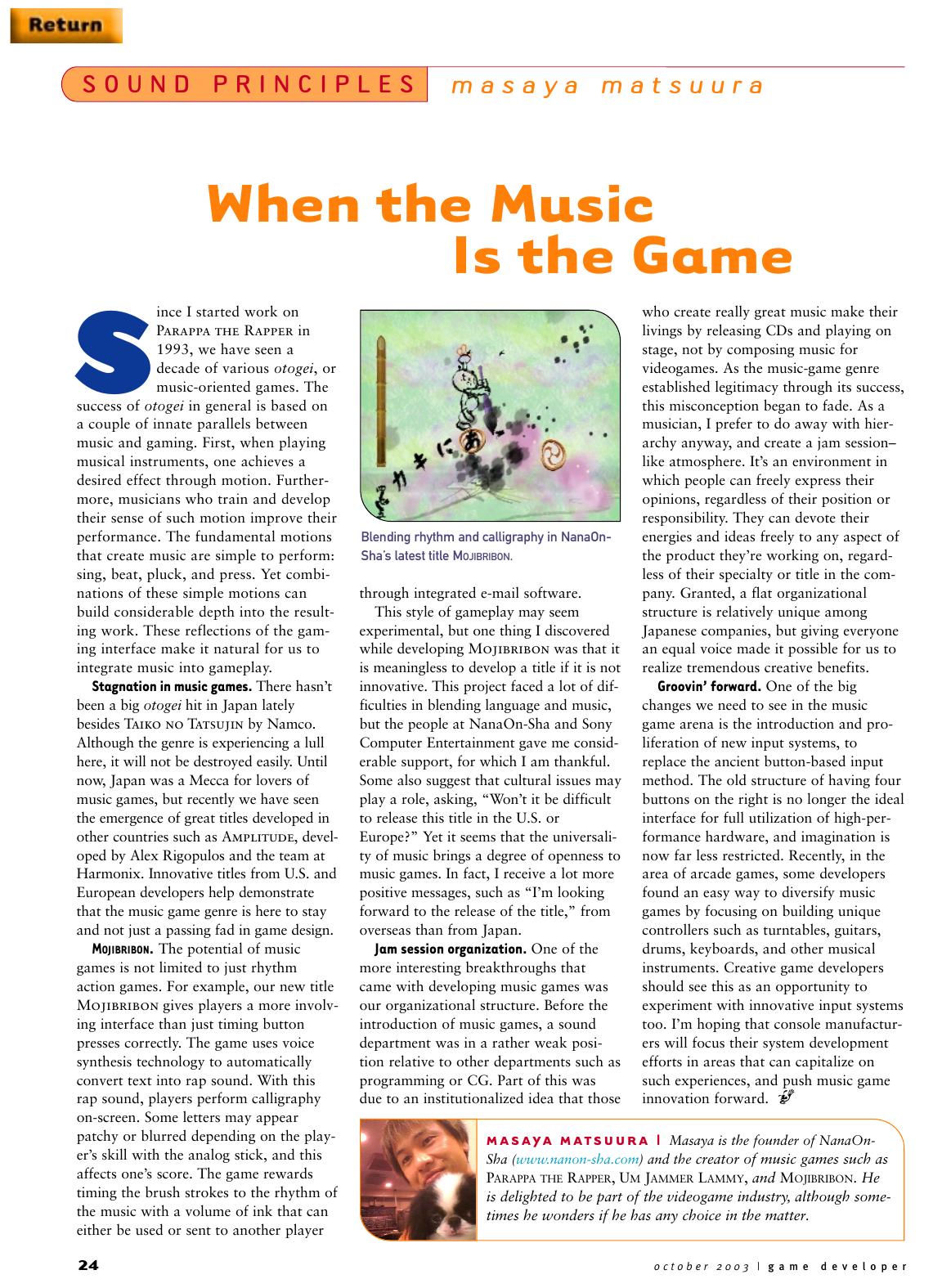 102003: Sound Principles: When the Music Is the Game by Unknown