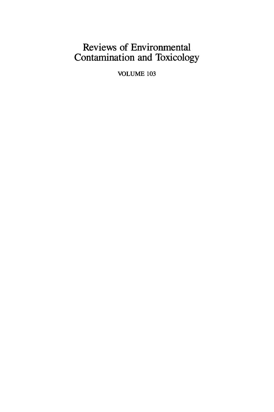 103. Continuation of Residue Reviews (1988) by Unknown
