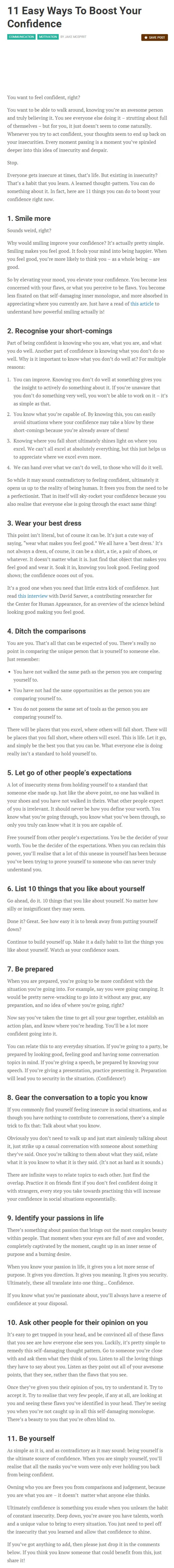 11 Easy Ways To Boost Your Confidence by Unknown