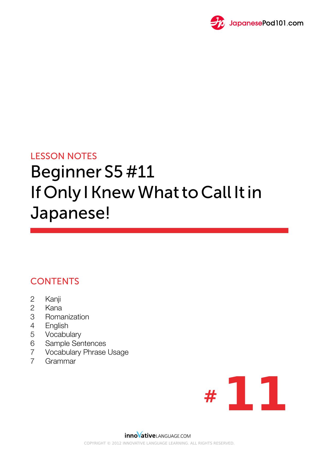 11. If Only I Knew What to Call It in Japanese! by Lesson Notes