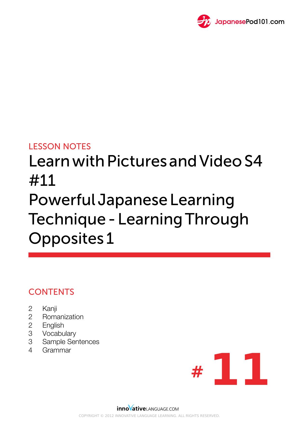 11. Powerful Japanese Learning Technique - Learning Through Opposites 1 by Lesson Notes
