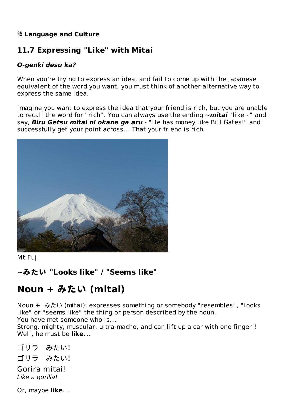 11.7 Expressing "Like" with Mitai Lesson | Rocket Japanese by Unknown