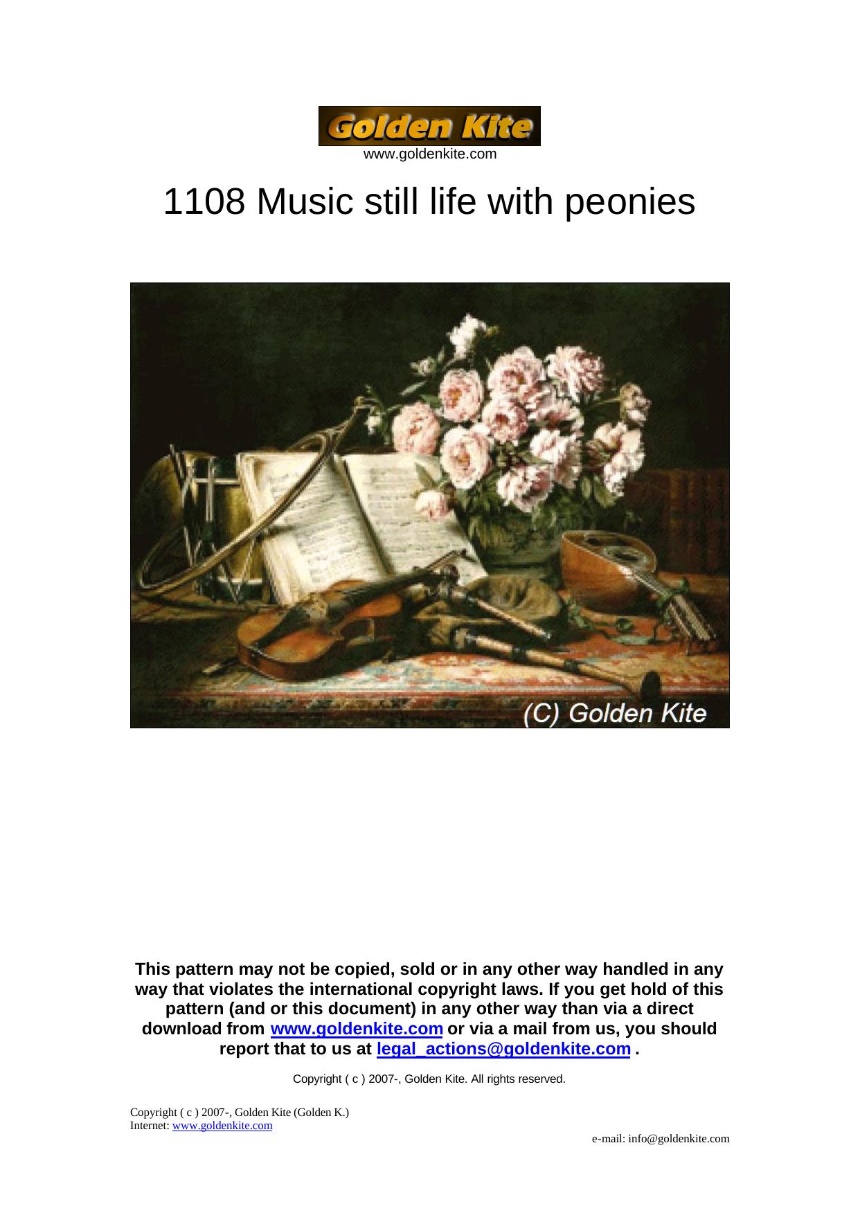 1108 Music still life with peonies by Unknown