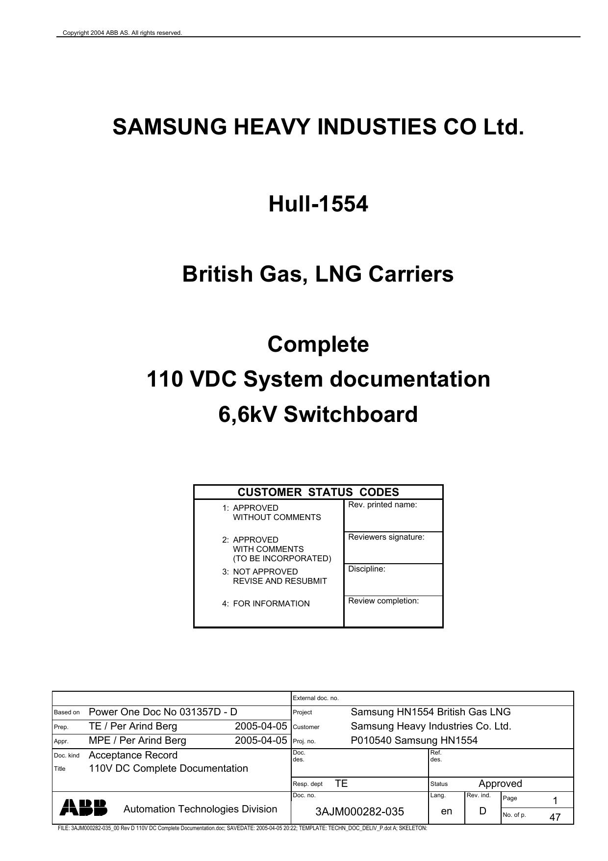 110V DC Complete Documentation by Per Arind Berg